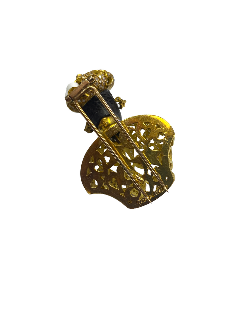 Blackamoor Diamond and Gold Brooch