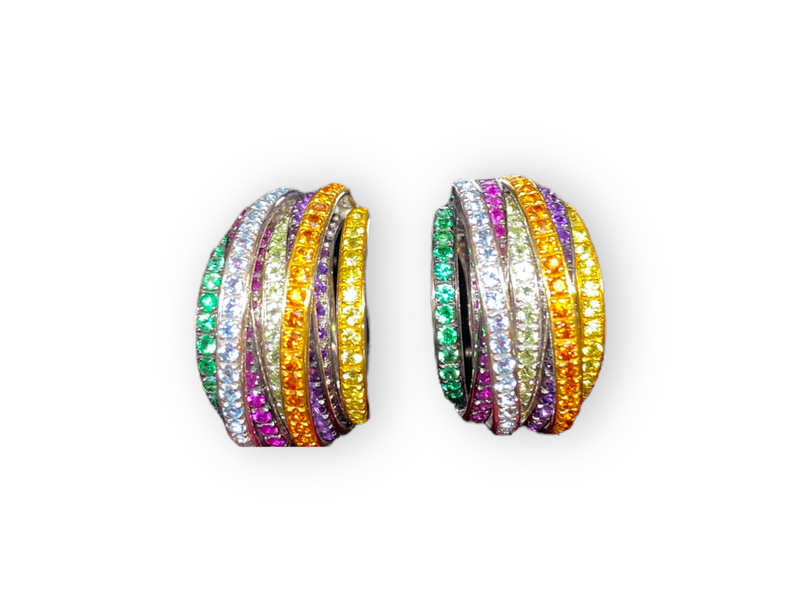 De Grisogono Allegra 18k White Gold Colorful Stones Earrings