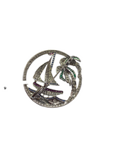 Diamond and Multi Gem Sail Boat Brooch