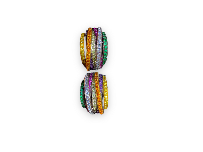 De Grisogono Allegra 18k White Gold Colorful Stones Earrings