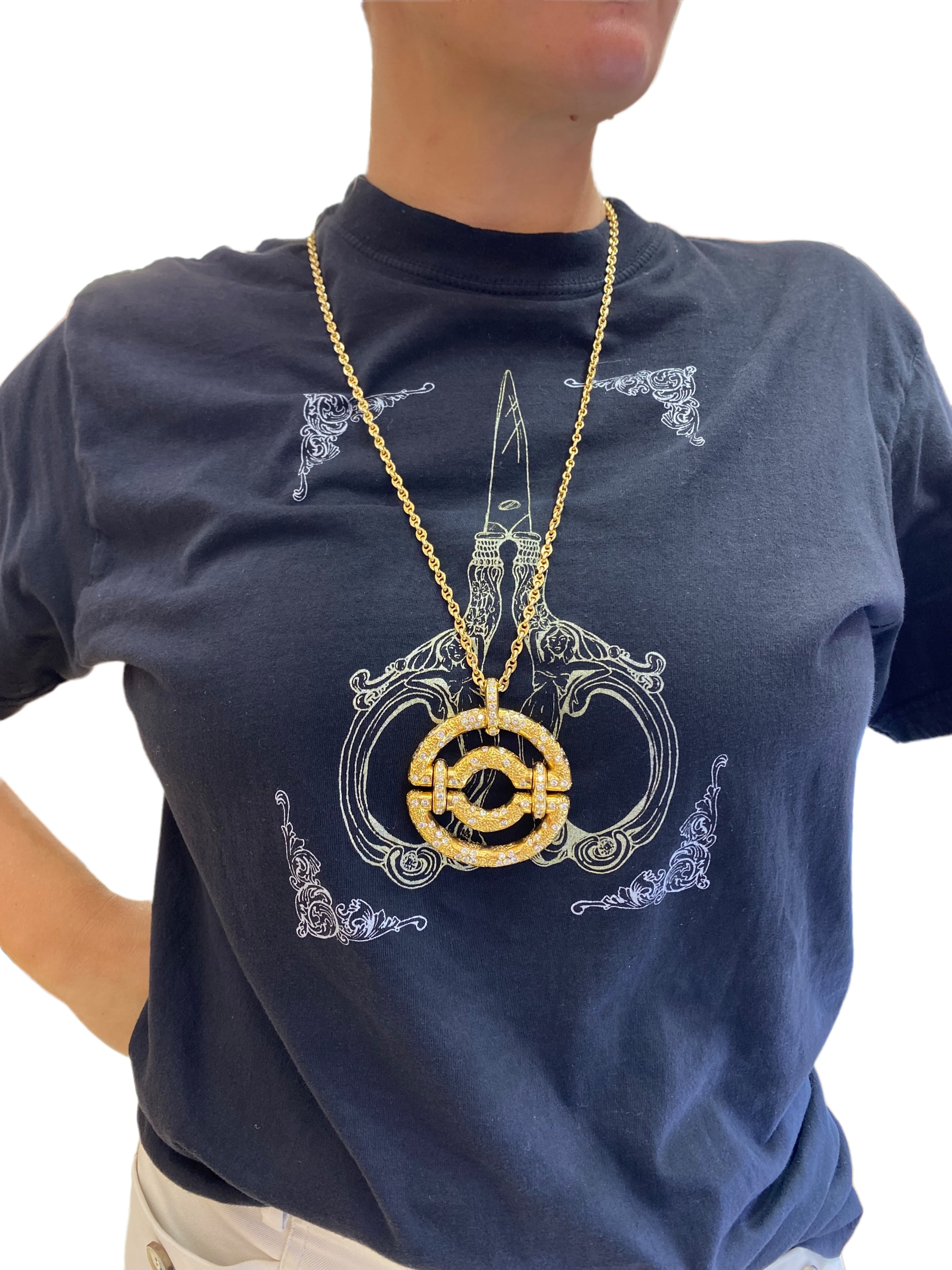 Van Cleef and Arpels Diamond and Gold Large Pendant