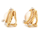 Tiffany & Co. Schlumberger Mabe Pearl and Diamond Earrings in 18K and Platinum