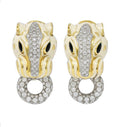 David Webb Enamel 4.90 Carats Diamond 18 Karat Gold Doorknocker Lion Earrings